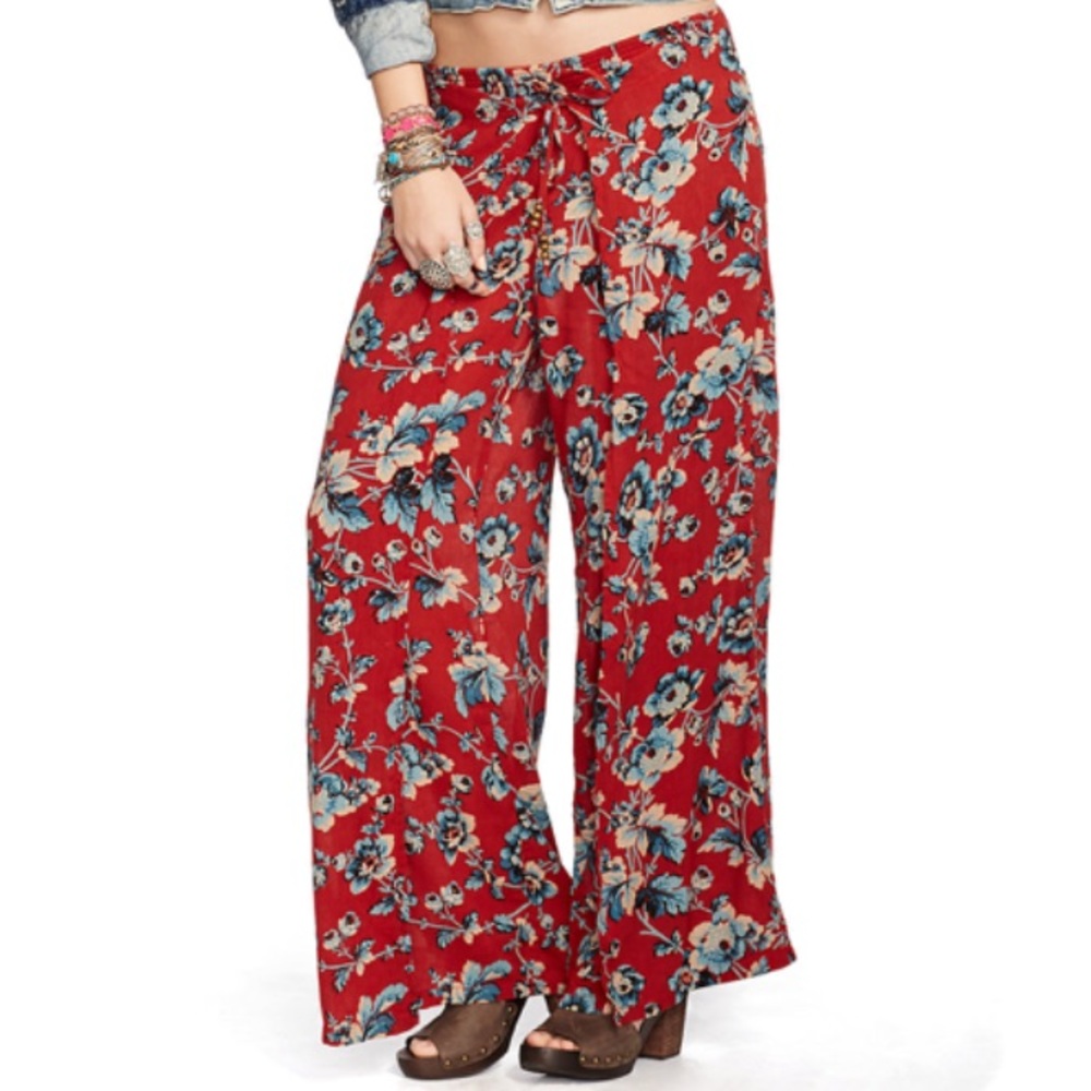 RALPH LAUREN Floral Smocked Wide Leg Pants